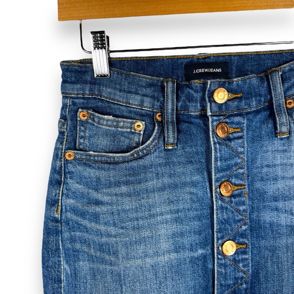 J Crew Jeans Button Front Denim Knee Length Skirt, Medium Wash, Size 24/00 - Picture 4 of 10